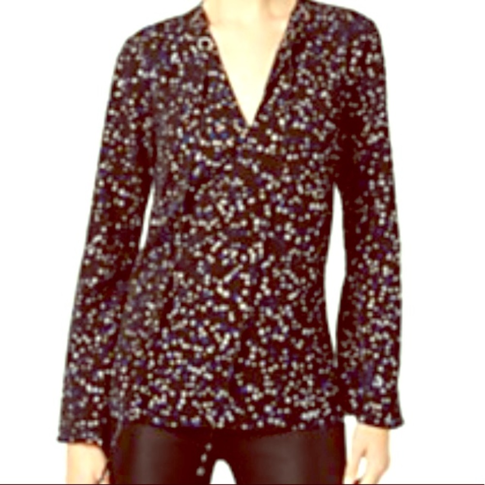 MK Star Print Top in Black and Silver